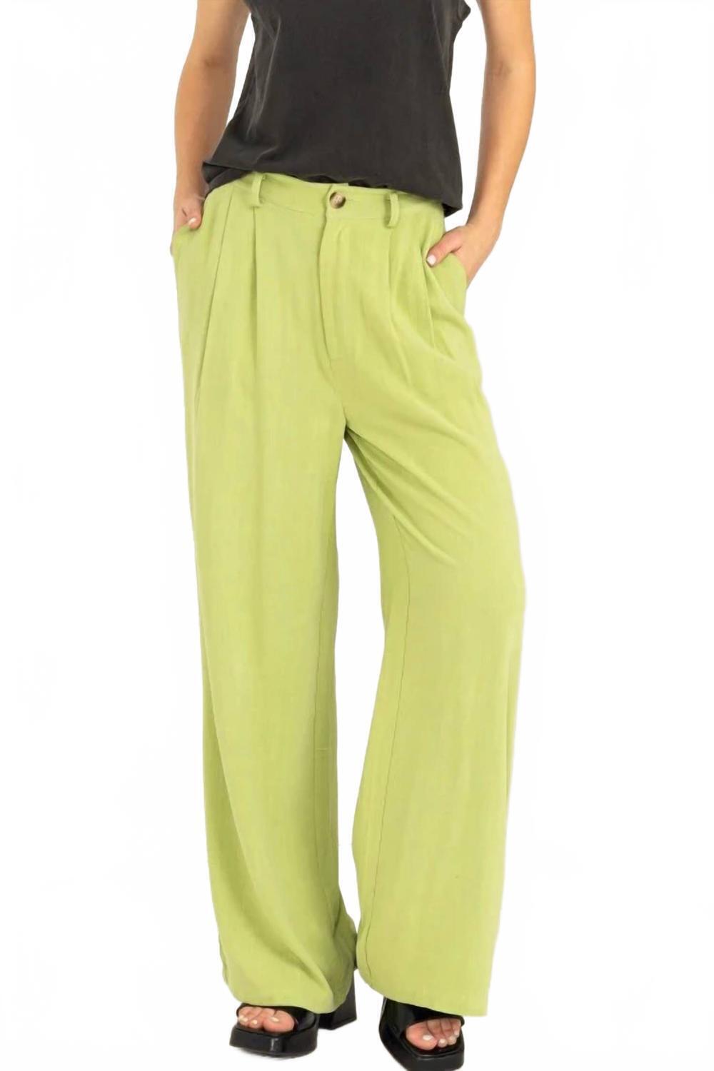 New Hyfve Lucky You High Waisted Trousers In Green